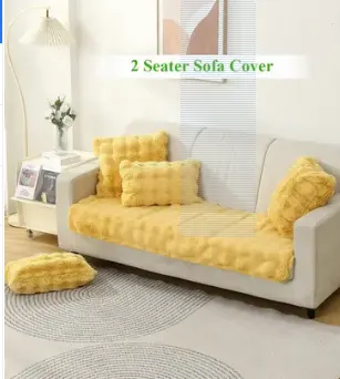 Wool 2 Seater Sofa Plain Cover  (Pack of 1 Honey Yellow)