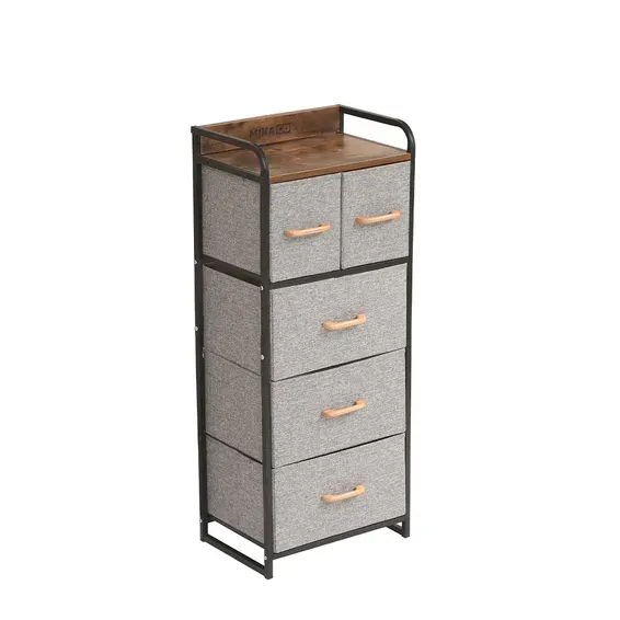 Multi-Drawer Fabric Storage Organizer with Wooden Top